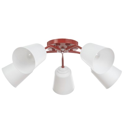 Люстра на потолок BayerLux «Онлайн», 5×15 Вт, Е27, красный, 52×52×15 см