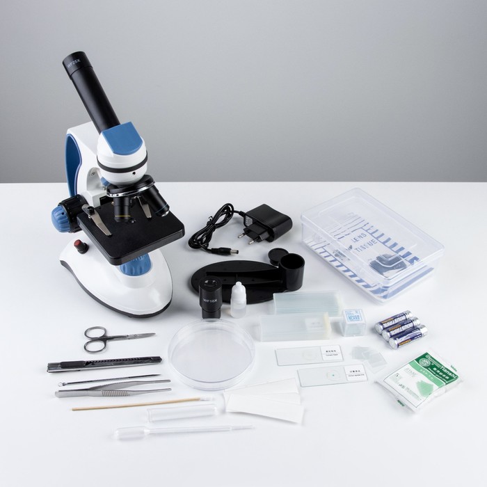Микроскоп лабораторный, кратность увеличения 40–400х, с подсветкой - Фото 1