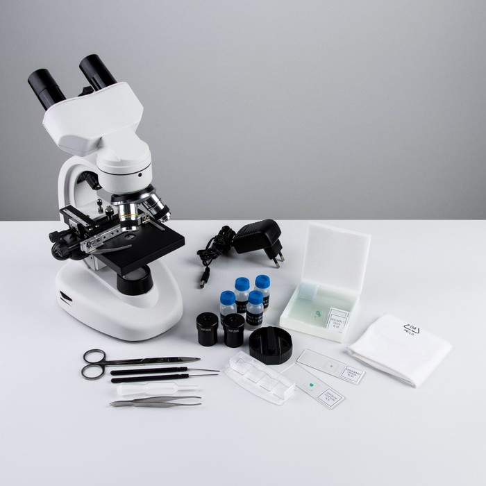 Микроскоп лабораторный, кратность увеличения 40-400х, с подсветкой - Фото 1