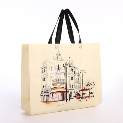 Сумка хозяйственная без застёжки, бежевая