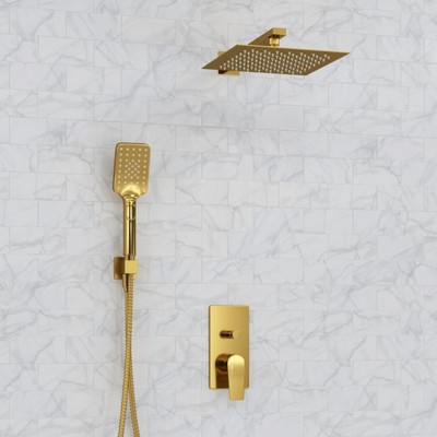 Душевая система WasserKRAFT A55201, встраиваемая, тропический душ, цвет золотой