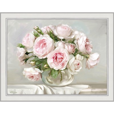 Репродукция картины «Розы в хрустальной вазочке», 30х40, рама (45-A355,)