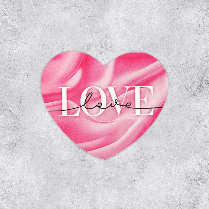 Открытка-валентинка «Love», шёлк, 7 х 6 см - Фото 1