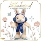Мягкая игрушка "Little Friend", зайчонок на лыжах, синий шарф - фото 24124948