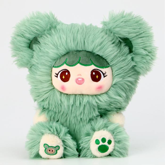 Мягкая игрушка «Кукла» в костюме мишки, 30 см, цвет зелёный - фото 1906578374