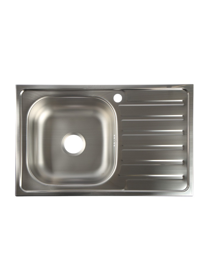 УЦЕНКА Мойка кухонная «Владикс», врезная, с сифоном, 76×48 см, левая, нерж, сталь 0.6 мм - Фото 1