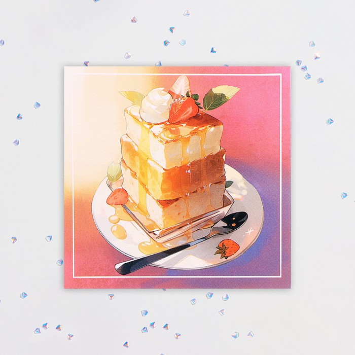 Мини-открытка Ягодное пирожное 7,5х7,5 см