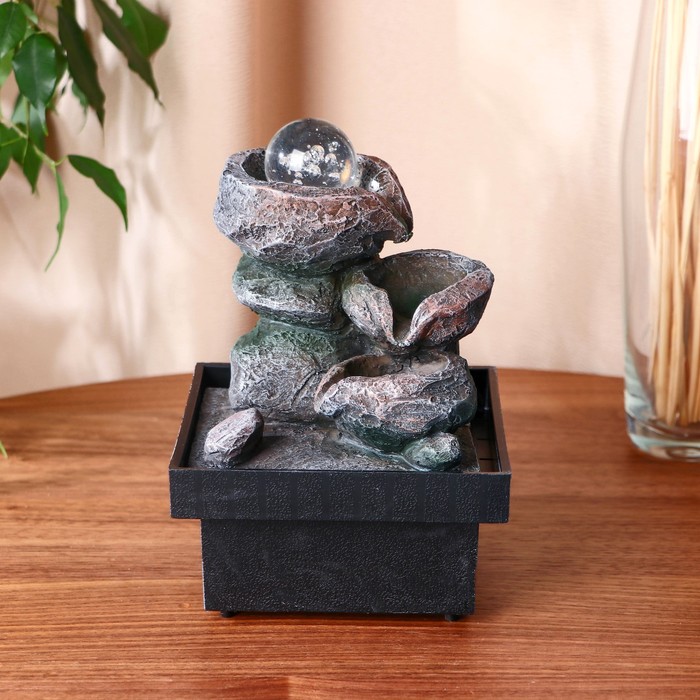 Фонтан настольный «Броук», 14×14×19 см, с подсветкой