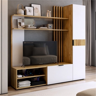 Гостиная комплект «Бери К1», с шкафом, 1400×350×1826 мм, цвет дуб крафт золотой/белое дерево