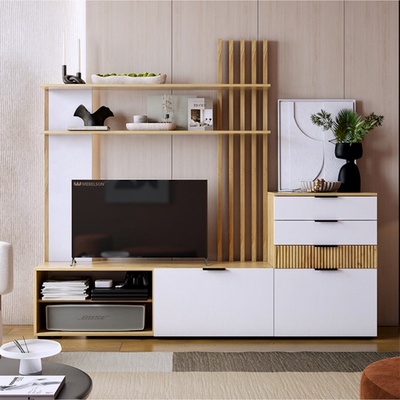 Гостиная комплект «Бери К3», с комодом, 2000×353×1810 мм, цвет дуб крафт золотой/белое дерево