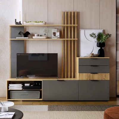 Гостиная комплект «Бери К3», с комодом, 2000×353×1810 мм, цвет дуб крафт золотой/графит