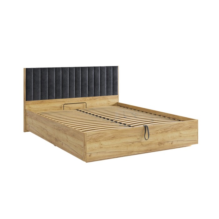 Кровать двуспальная «Адам», с подъёмным механизмом, 1600×2000 мм, цвет дуб крафт золотой/грей алькантара велюр - Фото 1