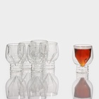 Стопки - шоты с двойными стенками Magistro «Алмаз», 100 мл, 6 шт., стекло, прозрачные - Фото 2