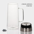 Кувшин для воды Magistro «Грация», 1.1 л, 10×24.5 см, с металлической крышкой, стекло, прозрачный - Фото 3