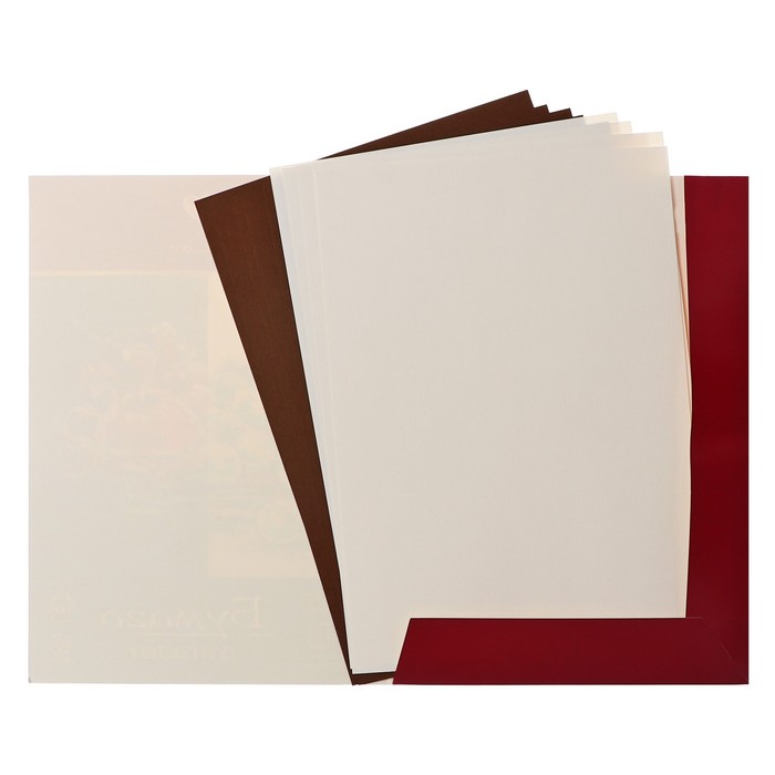 Бумага для пастели А4, 10 листов De Luxe, 160 г/м2, слоновая кость и тёмно-коричневый, в папке