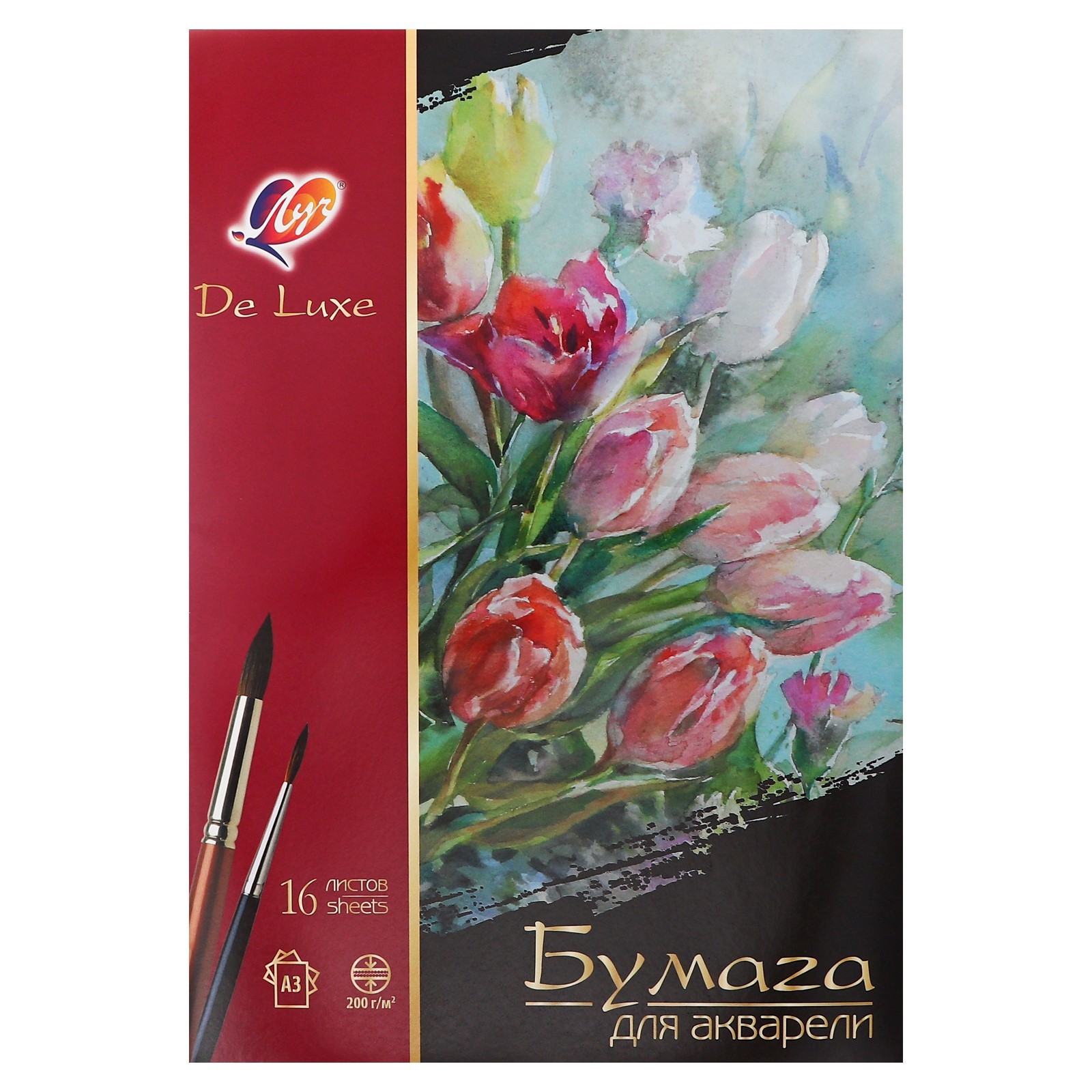 Бумага для пастели А3, 16 листов De Luxe, 200 г/м2, в папке (32С 2078 ...