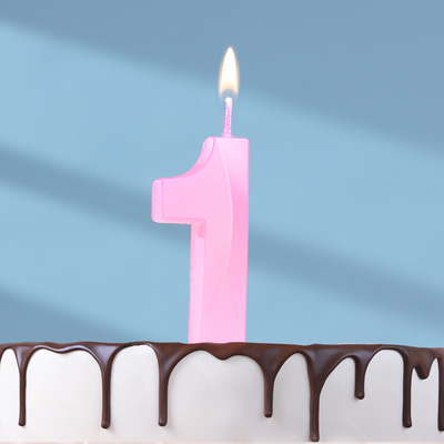 Свеча в торт на шпажке «Грань», цифра "1", 5 см, розовая