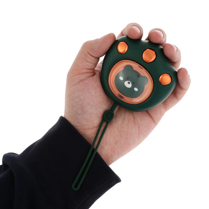 Электрическая портативная грелка для рук, 5 Вт, АКБ, 800 мАч, до 55 °С, USB, зеленая - фото 1897768659