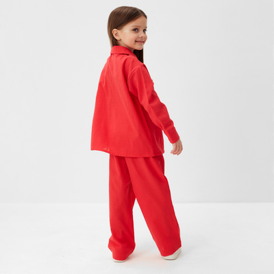 Костюм (рубашка и брюки) детский KAFTAN «Лён», размер 28 (86-92 см), красный