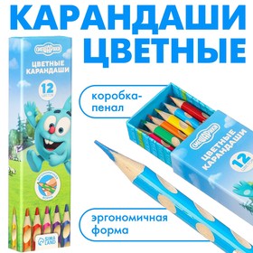 Цветные карандаши, 12 цветов, трехгранные, Смешарики 9501939