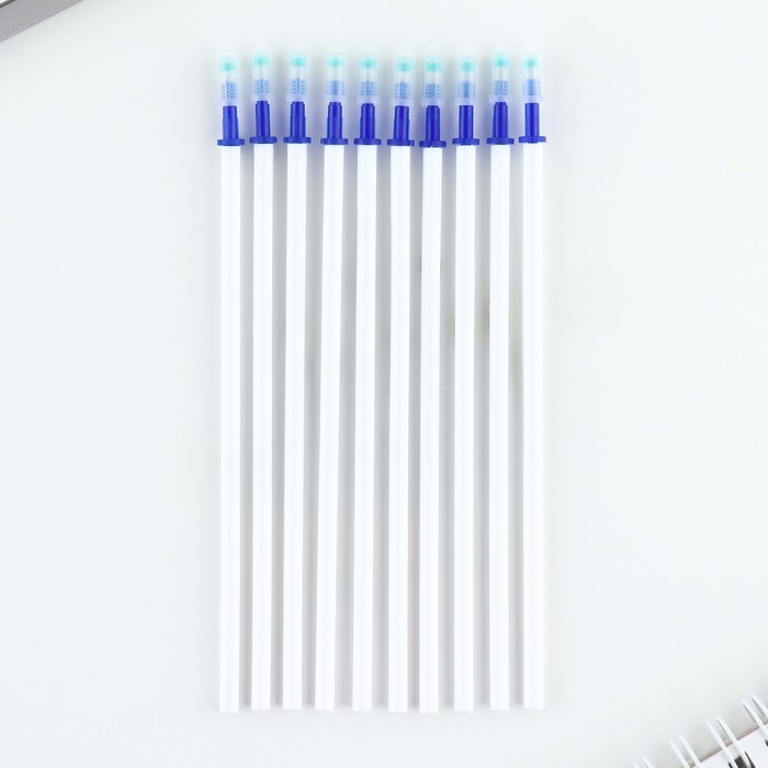 Набор ручка пластик пиши-стирай и 9 стержней «Вперёд к знаниям», синяя паста, гелевая 0,5 мм