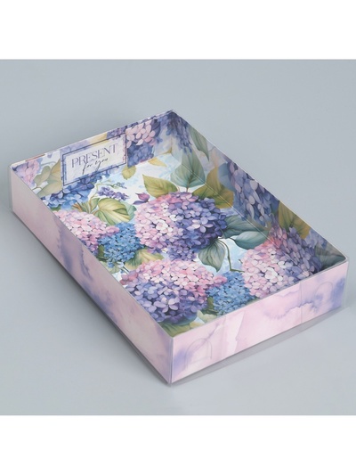 Кондитерская упаковка, коробка для макарун с пластиковой крышкой, «Подарок для тебя», 18 х 12 х 3.5 см