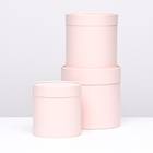 Набор коробок 3 в 1 без окна, розовый лепесток(перламутр) 21 х 21 - 16 х 16 см - фото 301550433