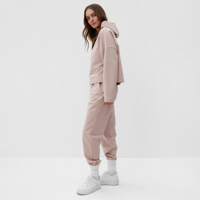 Костюм с вышивкой женский (толстовка, брюки) MIST Inspire, размер 40-42, бежевый
