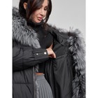 Пальто с чернобуркой зимнее женское, размер 46, цвет чёрный - Фото 14