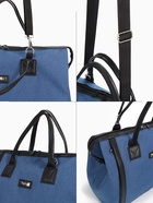 Сумка дорожная на молнии Bagsland, наружный карман, длинный ремень, синяя - Фото 2