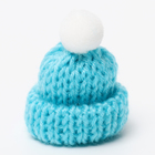 Вязаные шапка и шарфик для игрушек, цвет голубой - фото 8907249