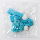 Вязаные шапка и шарфик для игрушек, цвет голубой - фото 8907250