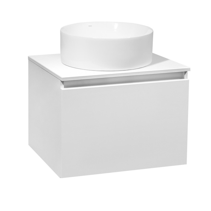 Тумба для ванной комнаты Runo "Бари 60" белый, с раковиной "OVALE 50" 45 х 60 х 54 см - Фото 1