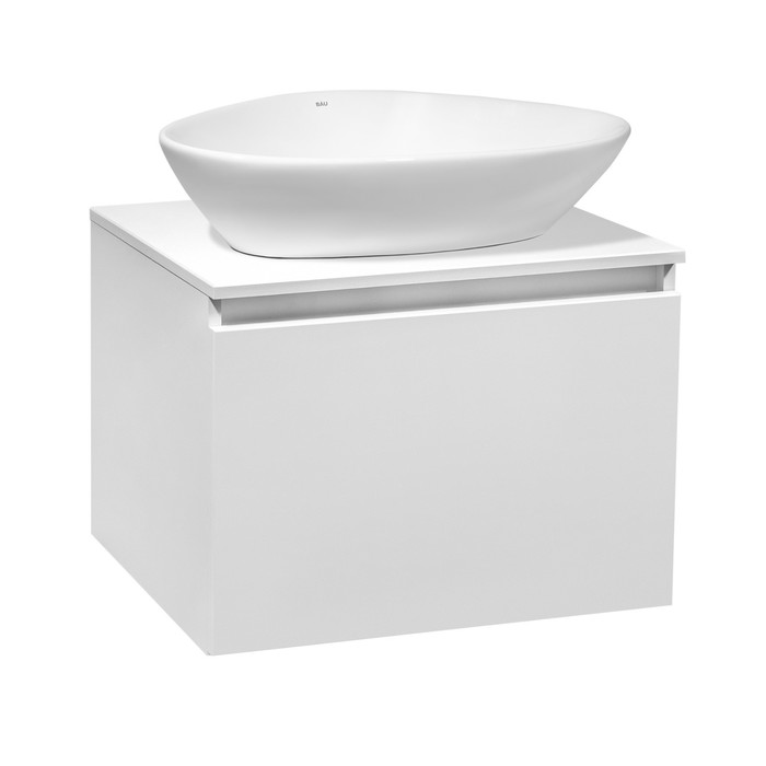 Тумба для ванной комнаты Runo "Бари 60" белый, с раковиной "TERZO 60" 45 х 60 х 58 см - Фото 1