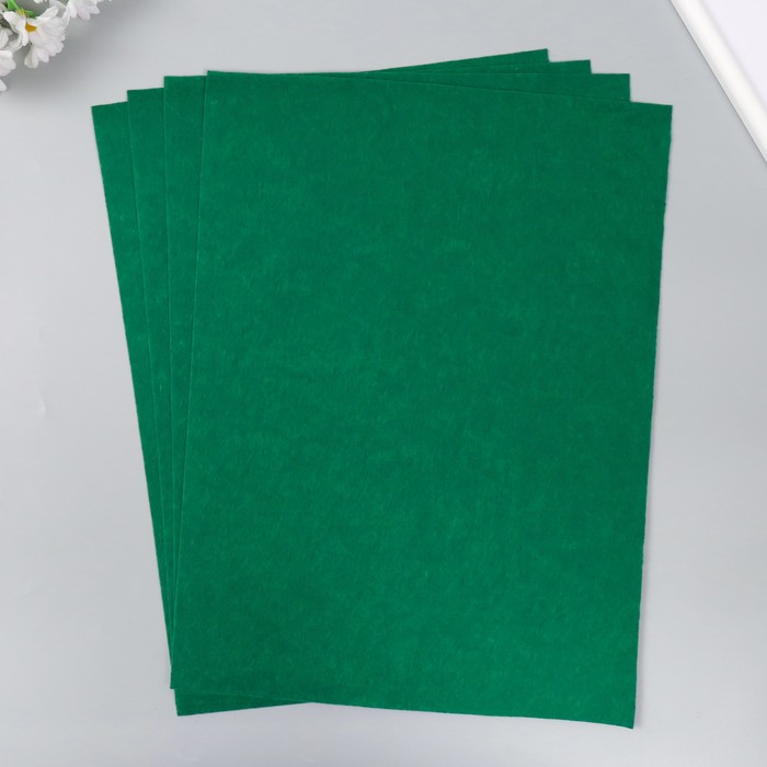 Фетр 1 мм "Тёмно-зелёный" набор 4 листа 30х40 см