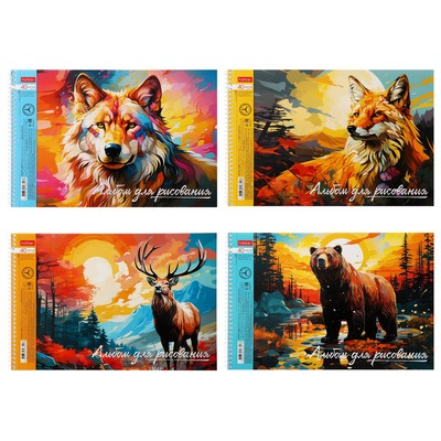 Альбом для рисования Hatber «Дикий мир России» А4, 40 листов, на гребне, обложка из мелованного картона, тиснение, отрывные страницы, плотность л�...