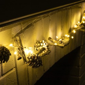 {{photo.Alt || photo.Description || 'УЦЕНКА Гирлянда «Нить», 1.5 м, роса, с насадками «Шишки и ветки», IP20, 30 LED, батарейки CR2032×2 (в комплекте), серебристая нить, свечение тёплое белое'}}