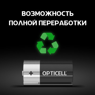 Батарейка алкалиновая OPTICELL, C, LR14-2BL, 1.5 В, блистер, 2 шт.