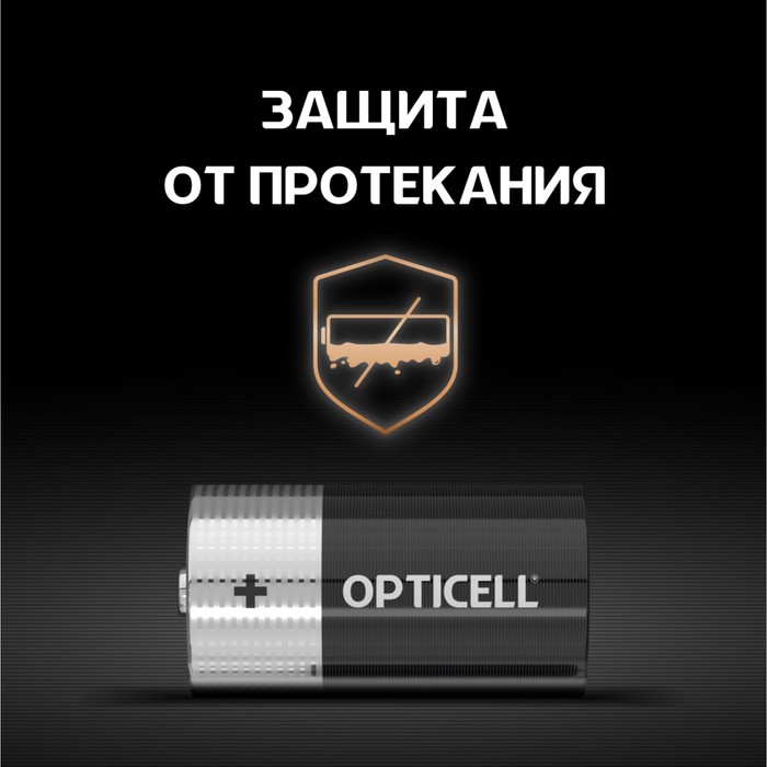 Батарейка алкалиновая OPTICELL, C, LR14-2BL, 1.5В, блистер, 2 шт - фото 51526541