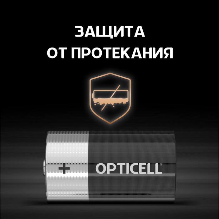 Батарейка алкалиновая OPTICELL, D, LR20-2BL, 1.5В, блистер, 2 шт - фото 51526549