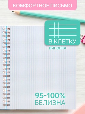 Тетрадь на спирали Calligrata A5, 48 листов, в клетку, пластиковая обложка, блок офсет, чёрная