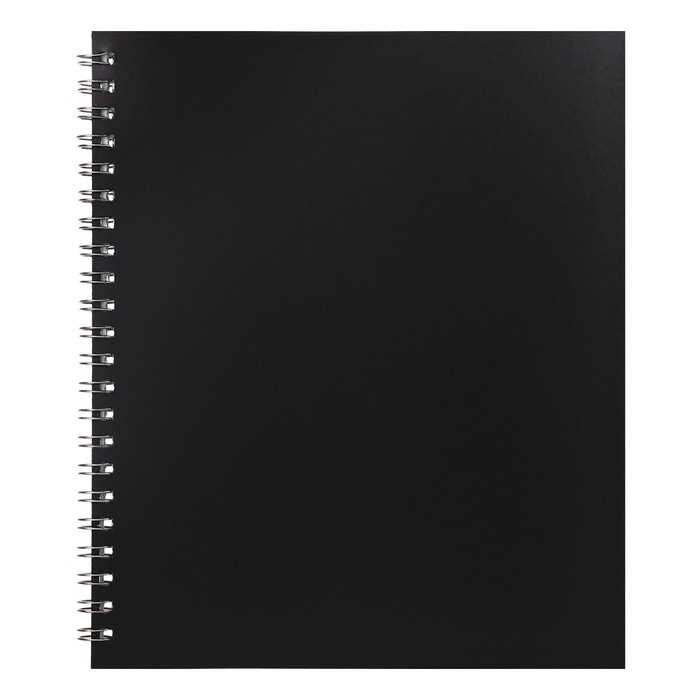 Тетрадь на гребне A5 48 листов в клетку "Чёрная", пластиковая обложка, блок офсет