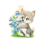 Плакат фигурный "Волчонок с цветком" 35х41 см - фото 9989141