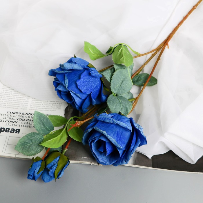 Цветы искусственные "Роза Солмус" d-7,5 см 64 см, синий