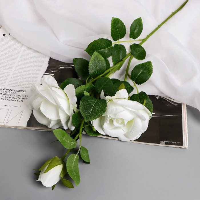 Цветы искусственные "Роза плетистая" d-10 см 67 см, белый - Фото 1