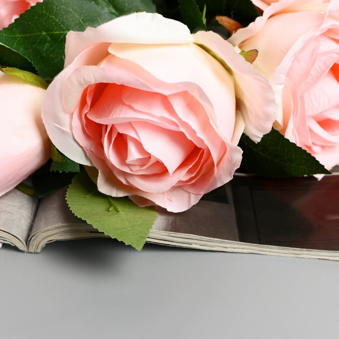 Цветы искусственные "Роза Триза" d-7 см 50 см, розовый