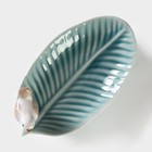 Блюдо керамическое сервировочное «Птичка на листочке», 15,5×8,5 см, цвет голубой - Фото 3