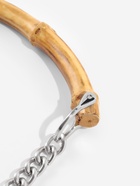 Ручка для сумки, бамбук, с цепочками и карабинами, 60 см, цвет серебряный - Фото 3