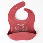 Детская посуда в наборе M&B: нагрудник, тарелка на присоске, ложка, силикон, вишневый - Фото 8