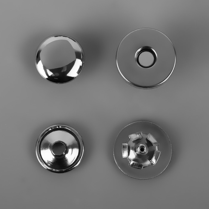 Кнопки установочные, магнитные, d = 14 мм, 10 шт, цвет серебряный